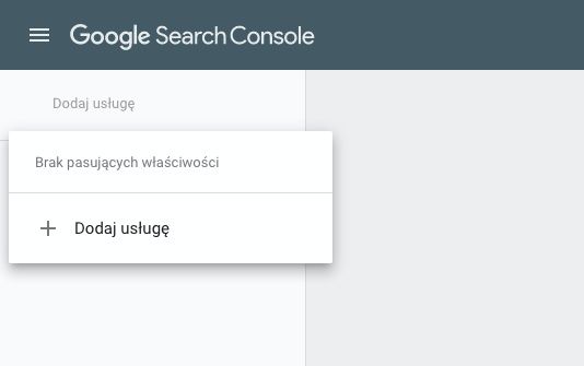 Dodawanie nowej usługi do Google Search Console